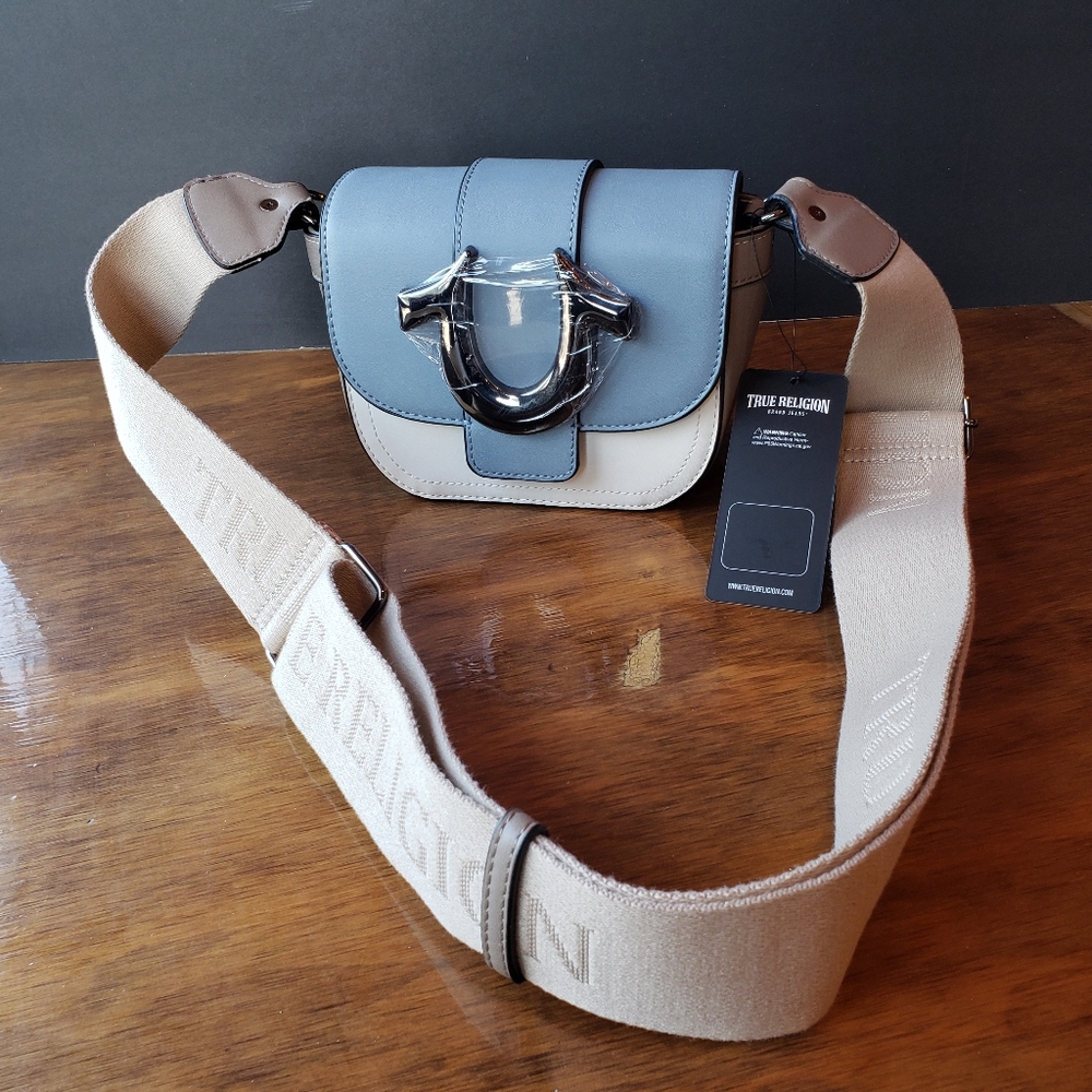 True Religion Horseshoe mini crossbody bag. Blue Multi NWT